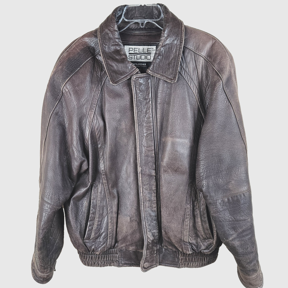 Pelle Studio Wilsons Leather Jacket Size L Thinsulate Insulated heavy patina